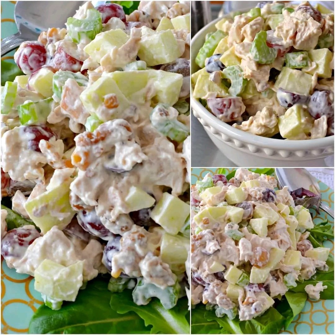 This Creamy Chicken Salad is the perfect blend of savory and sweet, packed with tender chicken, crisp apples, juicy grapes, and crunchy walnuts. The creamy dressing ties everything together, making it an irresistible dish for any occasion. Whether served on fresh lettuce, in a sandwich, or with crackers, this salad is a refreshing and satisfying meal. It's easy to make, full of flavor, and perfect for lunch, picnics, or meal prep. Try this delicious recipe and enjoy a timeless favorite.