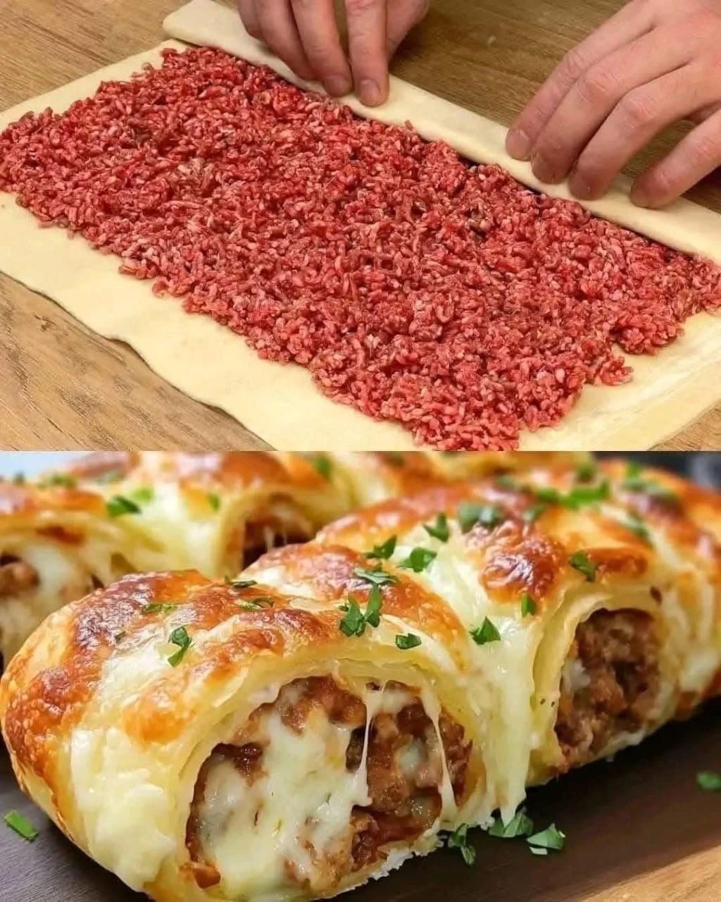 The Best Puff Pastry with Minced Meat and Cheese