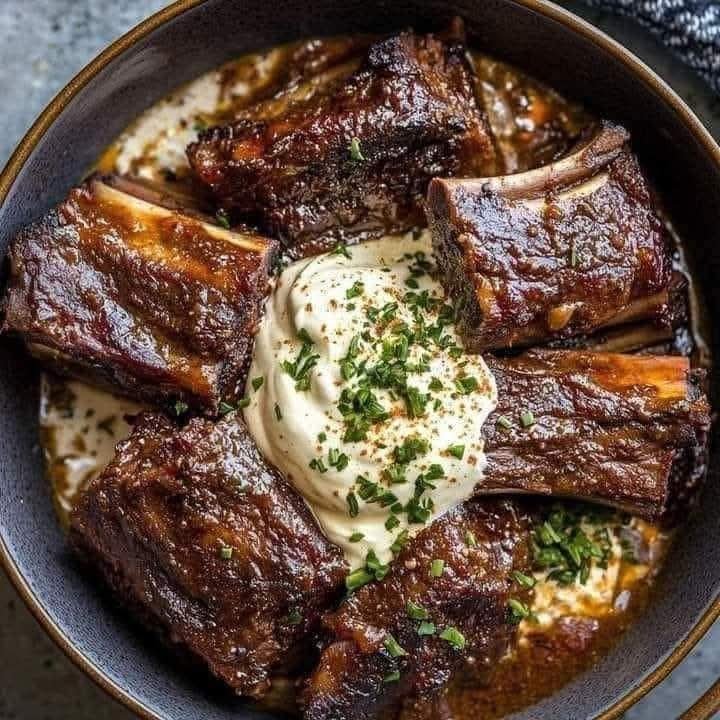 The Best Slow Cooker Beef Ribs with Horseradish Cream