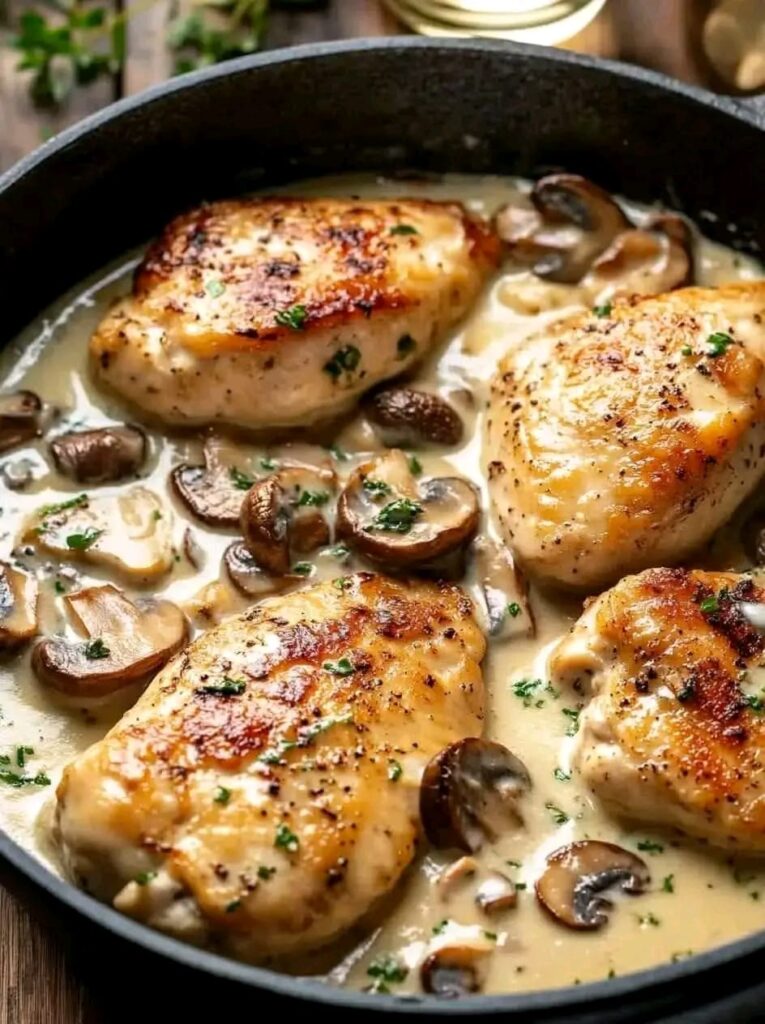 Irresistible Creamy Riesling Chicken with Mushrooms