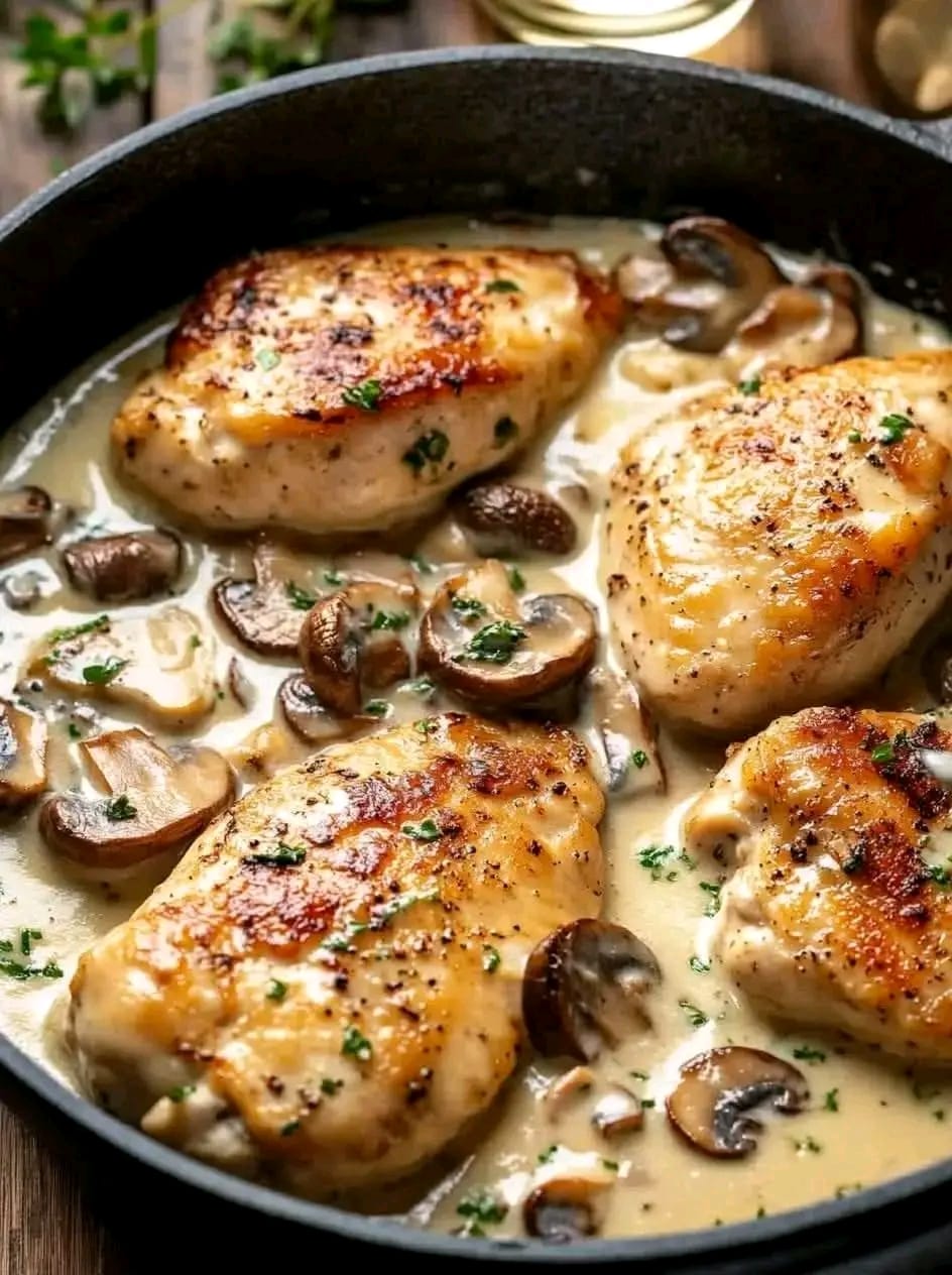 Irresistible Creamy Riesling Chicken with Mushrooms