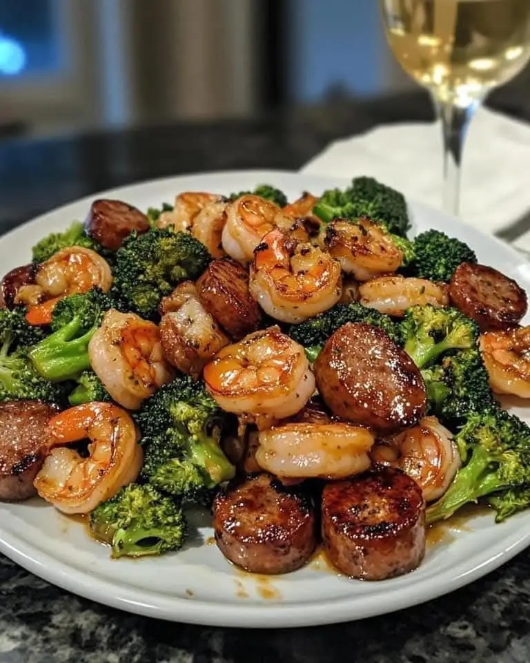 Irresistible Honey Garlic Shrimp with Sausage and Broccoli Delight