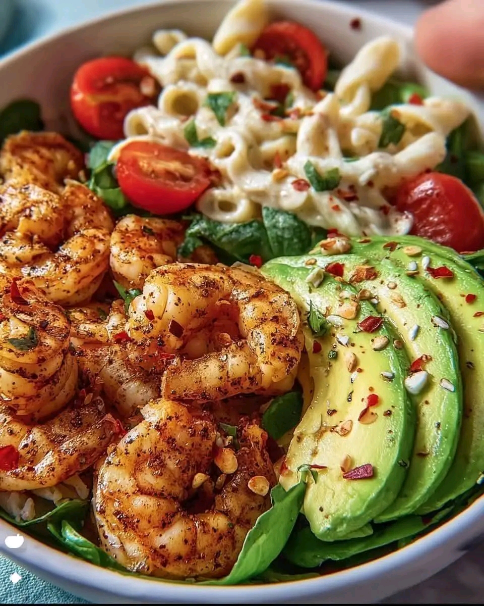 Healthy Shrimp Avocado Pasta