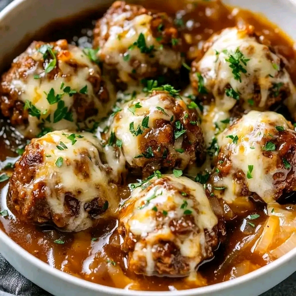 Ultimate Crockpot French Onion Meatballs