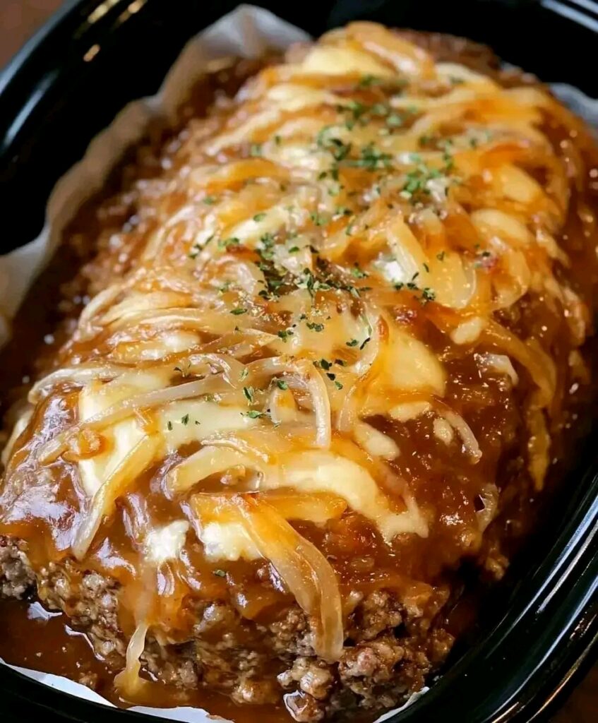 Ultimate Crockpot French Onion Meatloaf