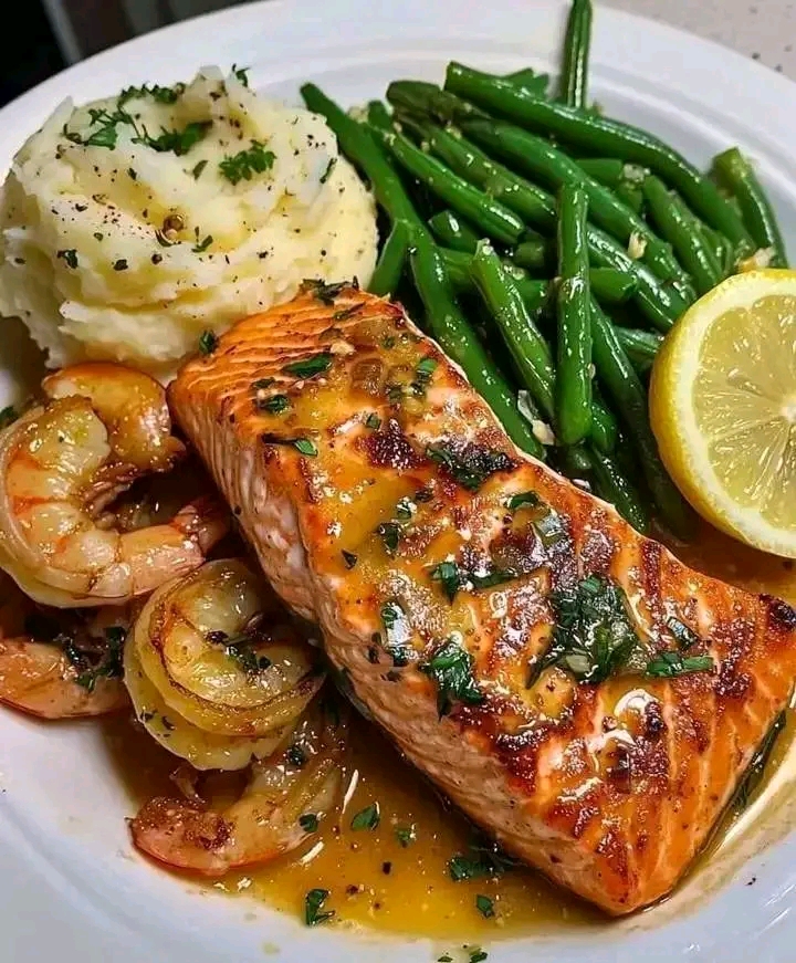Ultimate Lemon Butter Salmon and Shrimp Dinner